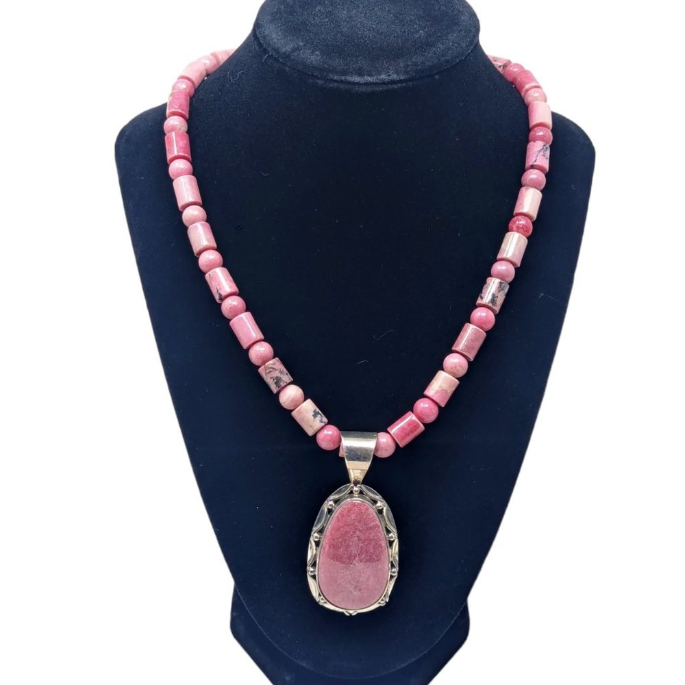 Mine Finds by Jay King Desert Rose Trading DRT Pink Rhodolite Sterling Necklace